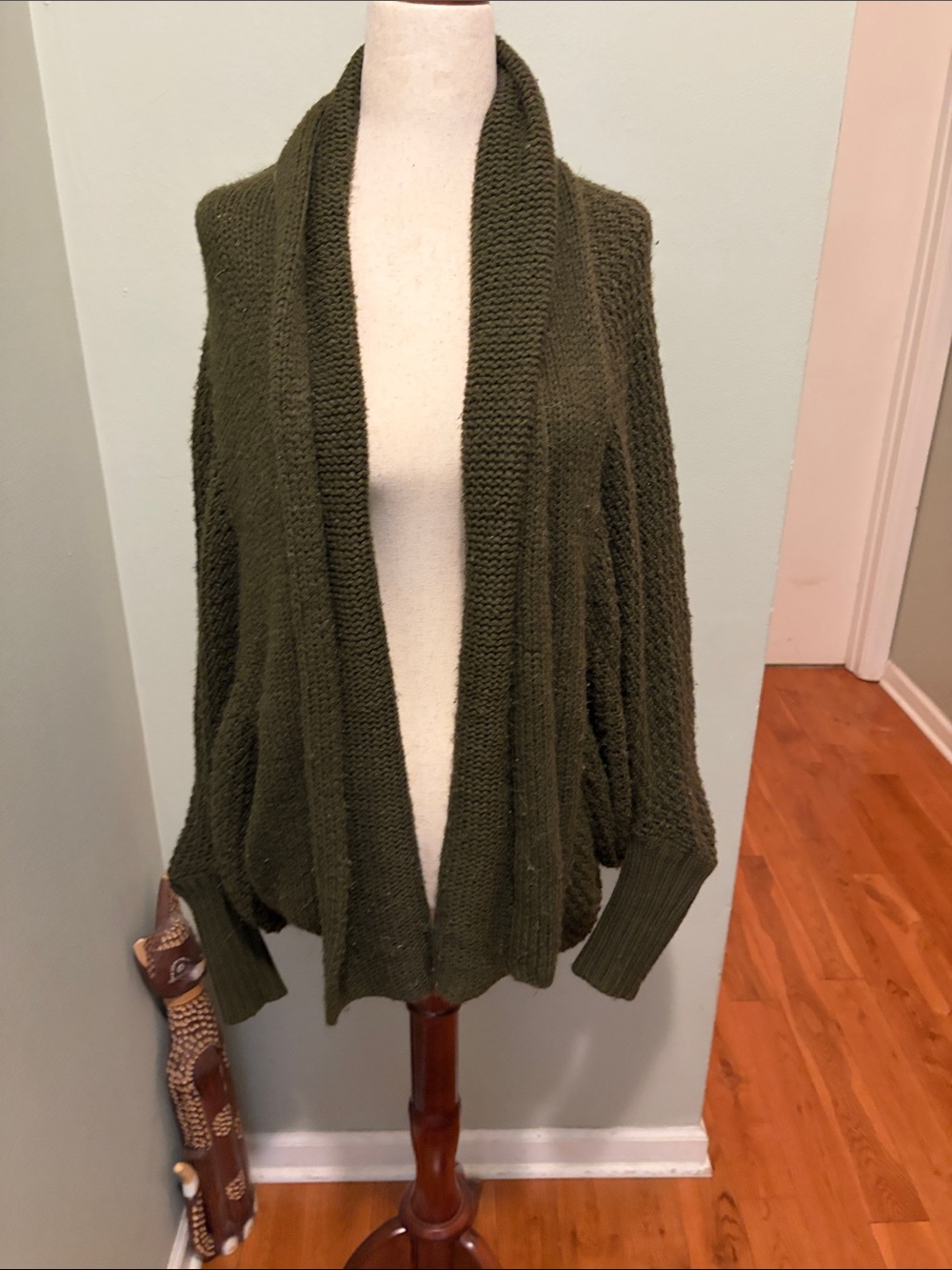 Olive Open-Front Knit Cardigan Sweater for Women